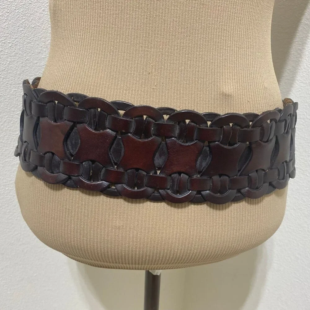 Genuine Brown Leather Women's Belt Size Medium - Picture 4 of 12